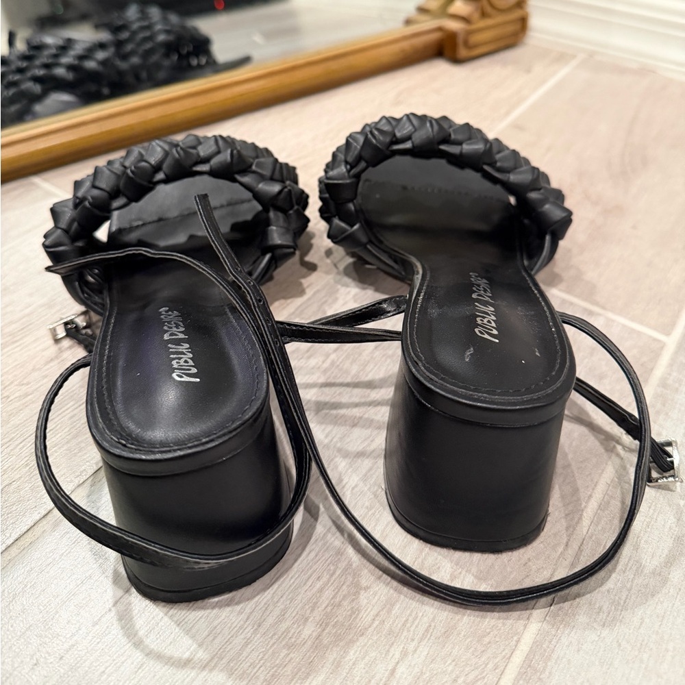 Public Desire Black Woven Heels - Picture 4 of 4